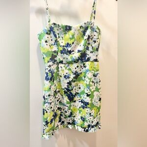 French Connection Soft  green and blue garment with flowers on it